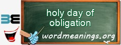 WordMeaning blackboard for holy day of obligation